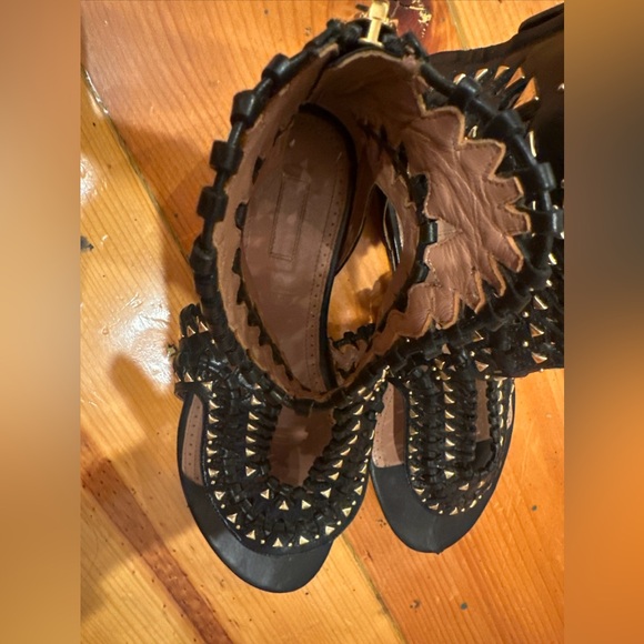 Alaia black leather gladiator sandals with gold studs size 7 - Picture 10 of 12